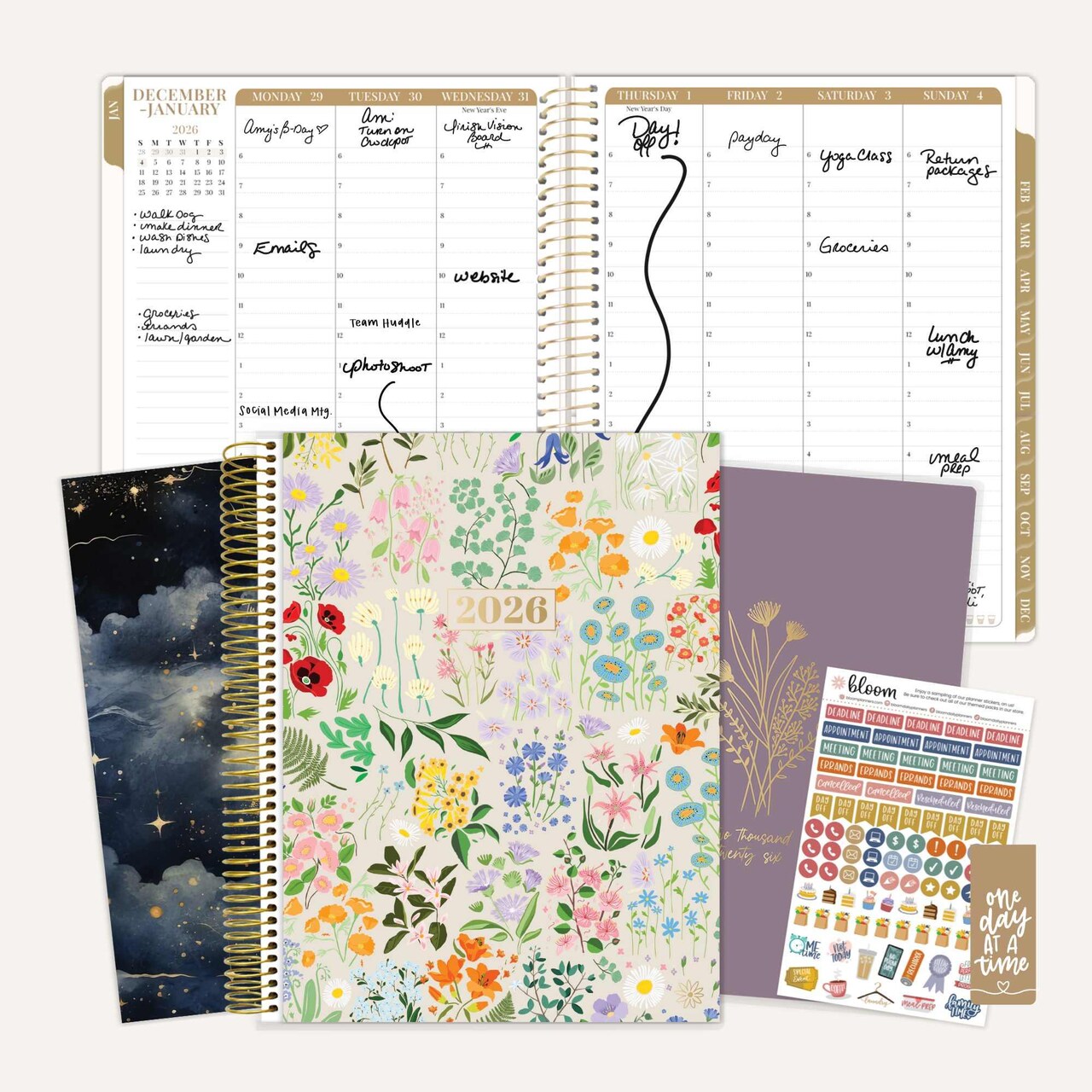 bloom daily planners 2026 Timed Vertical Weekly Planner, 8.5" x 11", Interchangeable Cover